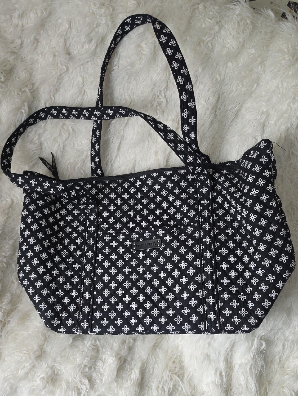 Large Black Quilted Vera Bradley Tote Bag